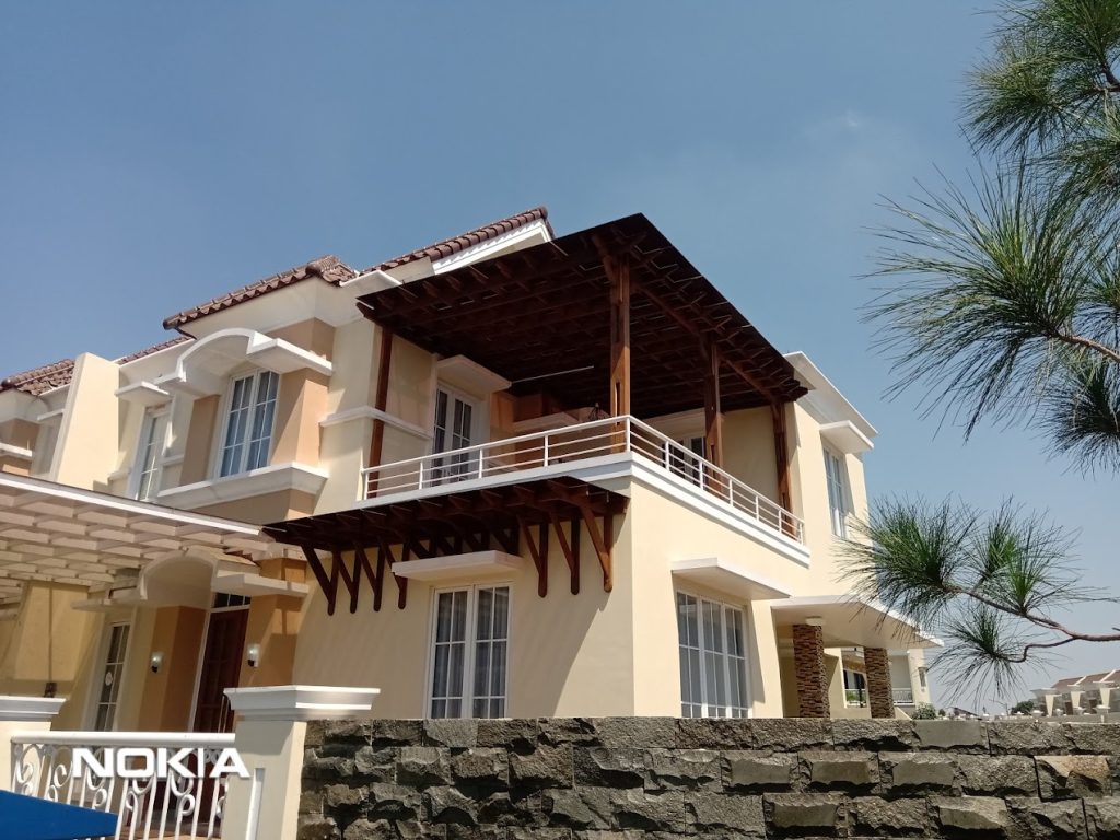 Pergola kaca tempered rooftop