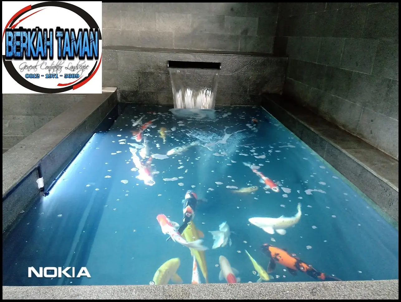Pembuatan kolam koi di Nirwana Estate Cibinong Bogor oleh Berkah Taman Group