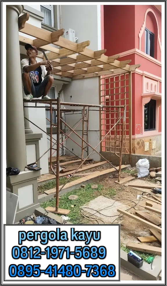 Proses pemasangan pergola Legenda Wisata Cibubur - tukang pergola di legenda wisata cibubur