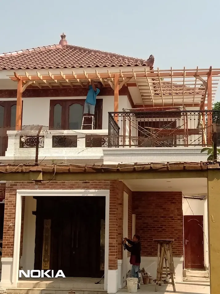 Finishing pergola menggunakan Mowilex Waterbased