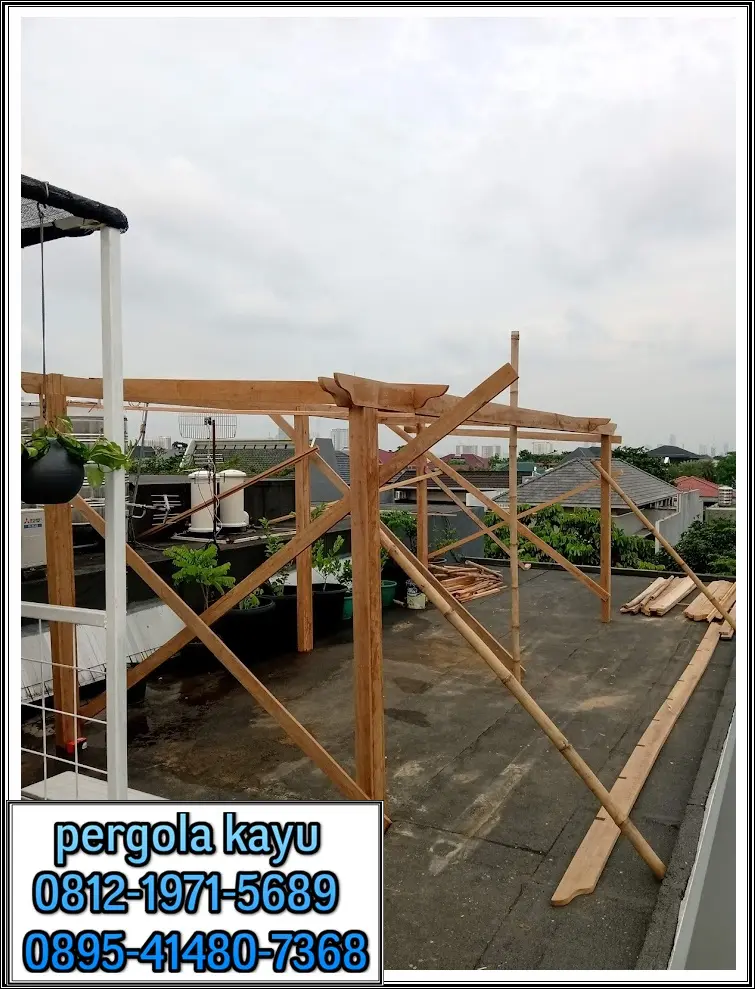 tukang pergola di kembangan jakarta barat,Proses pembuatan pergola kayu bengkirai di Kembangan Jakarta Barat - Berkah Taman Group