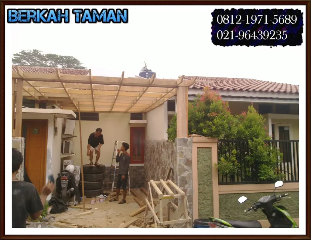 pergola kayu meranti untuk carport
