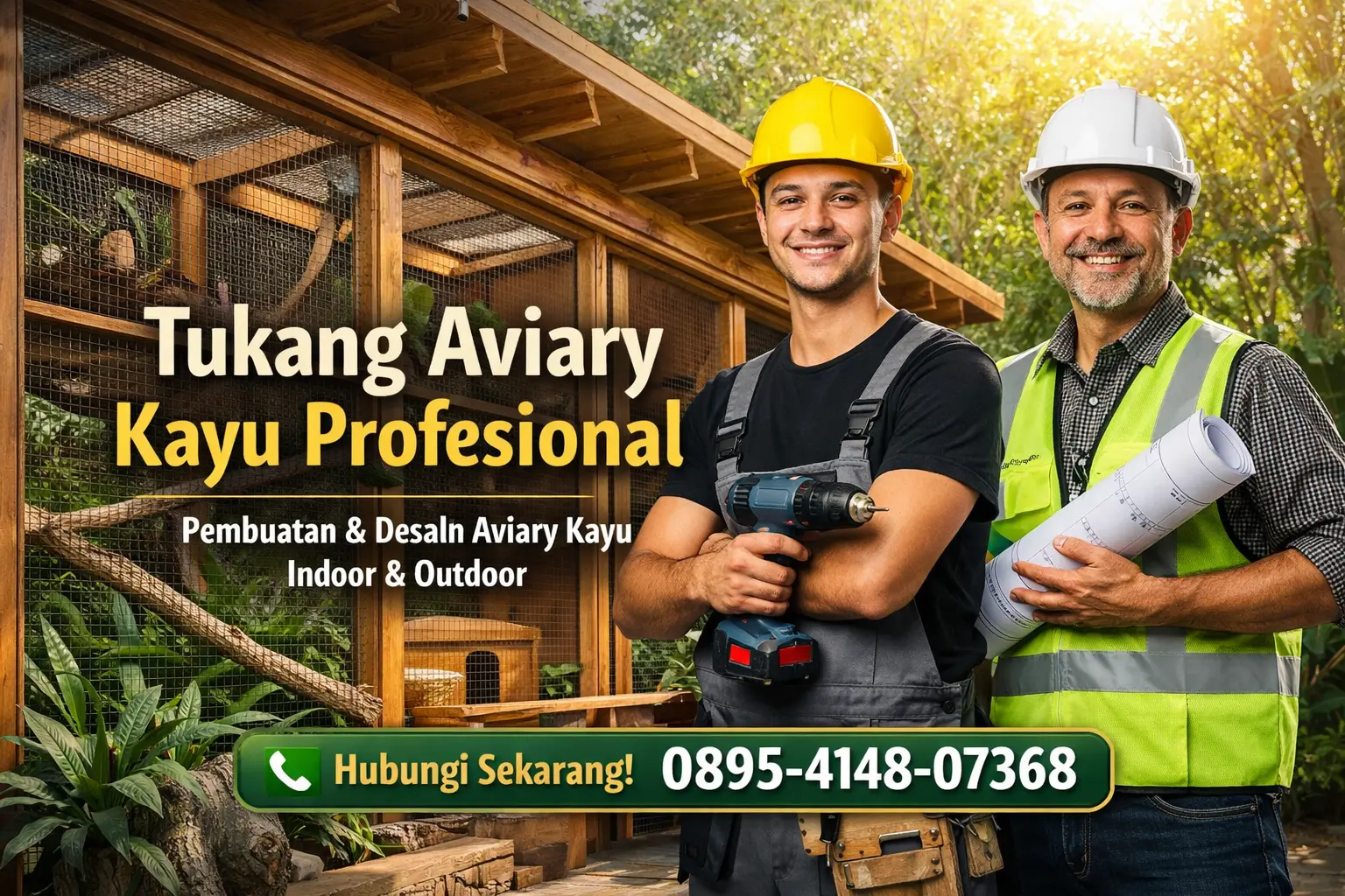 Jasa pembuatan aviary kayu profesional untuk pembuatan aviary indoor dan outdoor