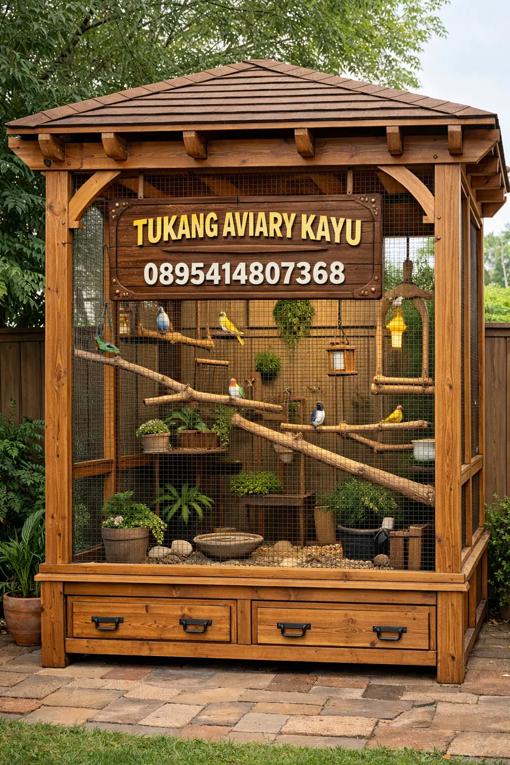 Tukang Aviary Kayu menggunakan material kayu pilihan berkualitas