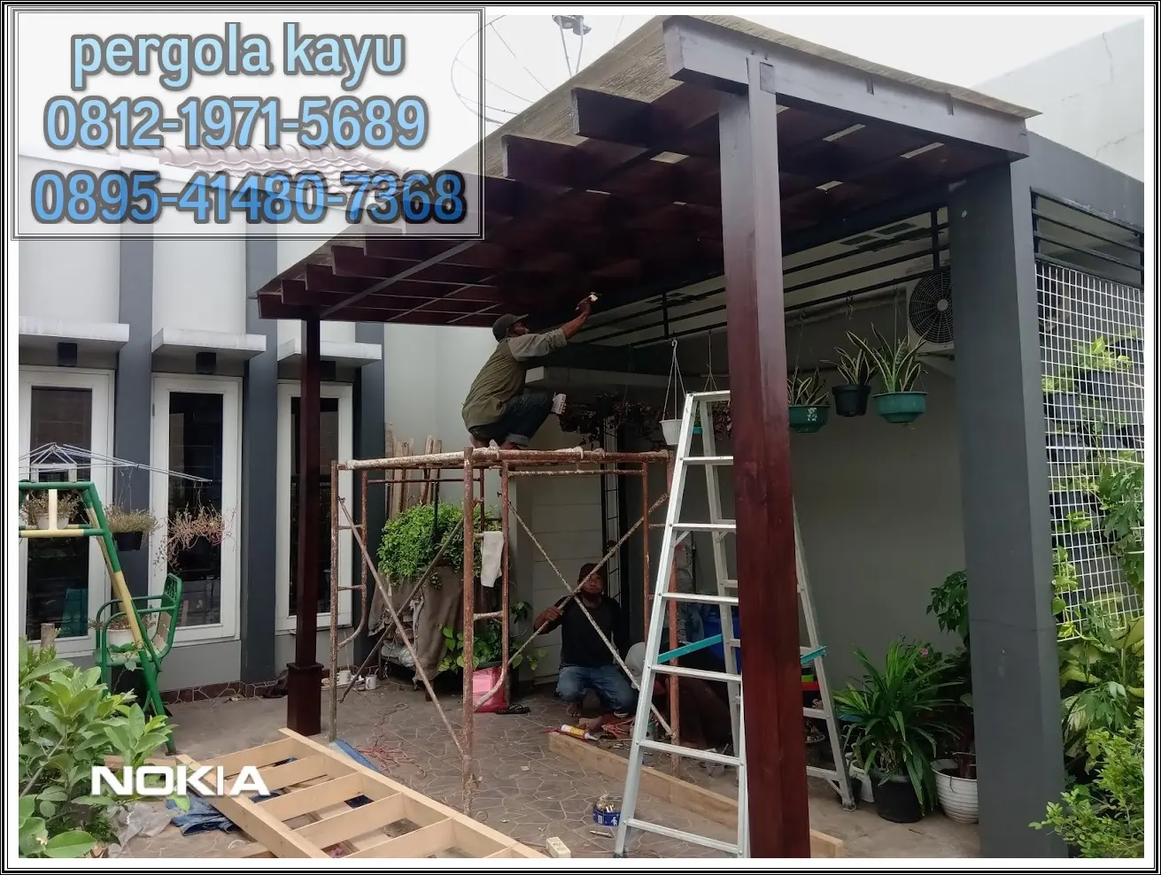 Proses Pembuatan Pergola Taman Rooftop Cempaka Putih