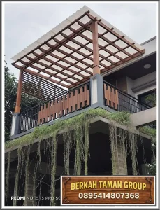Pergola Kayu Minimalis Modern untuk Balkon Rooftop