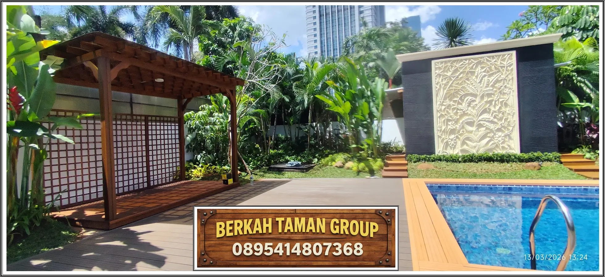 Pemasangan Pergola Kayu Bengkirai di Widia Chandra Berkah Taman Group