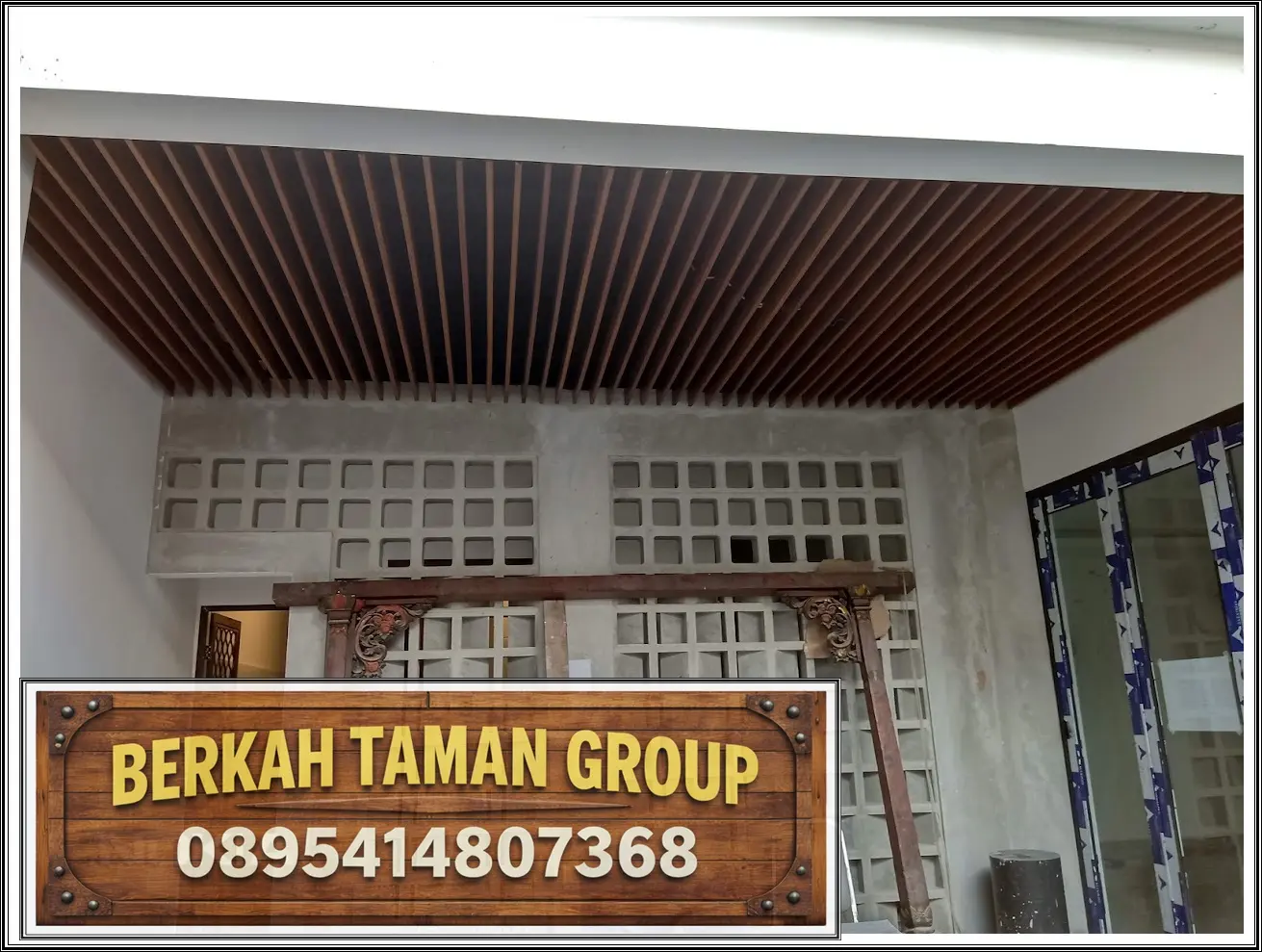 Kisi-Kisi Ceiling Kayu Bengkirai Minimalis Proyek Kebayoran Baru