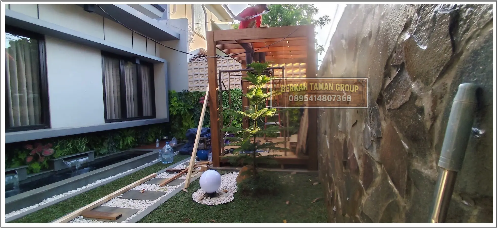 proses pembuatan pergola kayu marsawa BSD tukang pergola