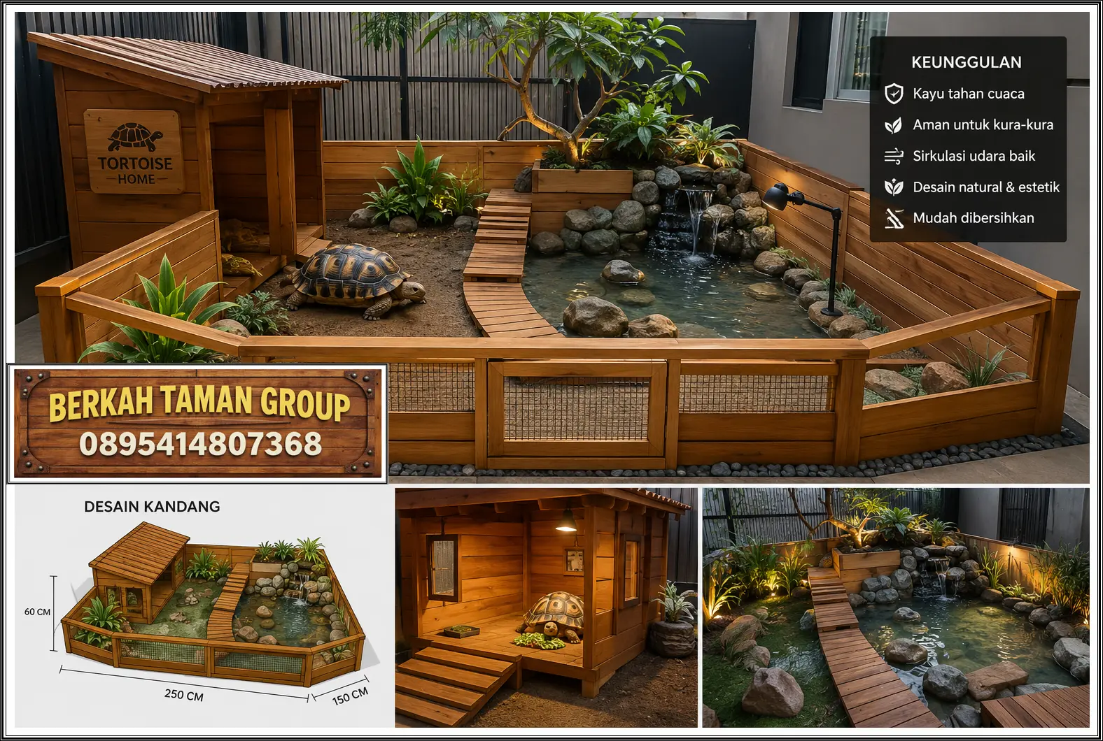 Kandang Kura-Kura Kayu Minimalis